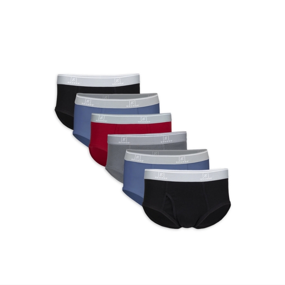 George Men's Briefs - Black, Gray, Blue, Red - 6 Pack